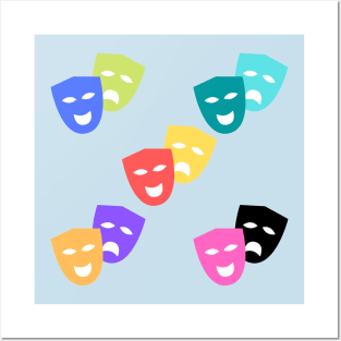 Theatre Masks Perfect Theatre Gift Colorful Pattern Posters and Art